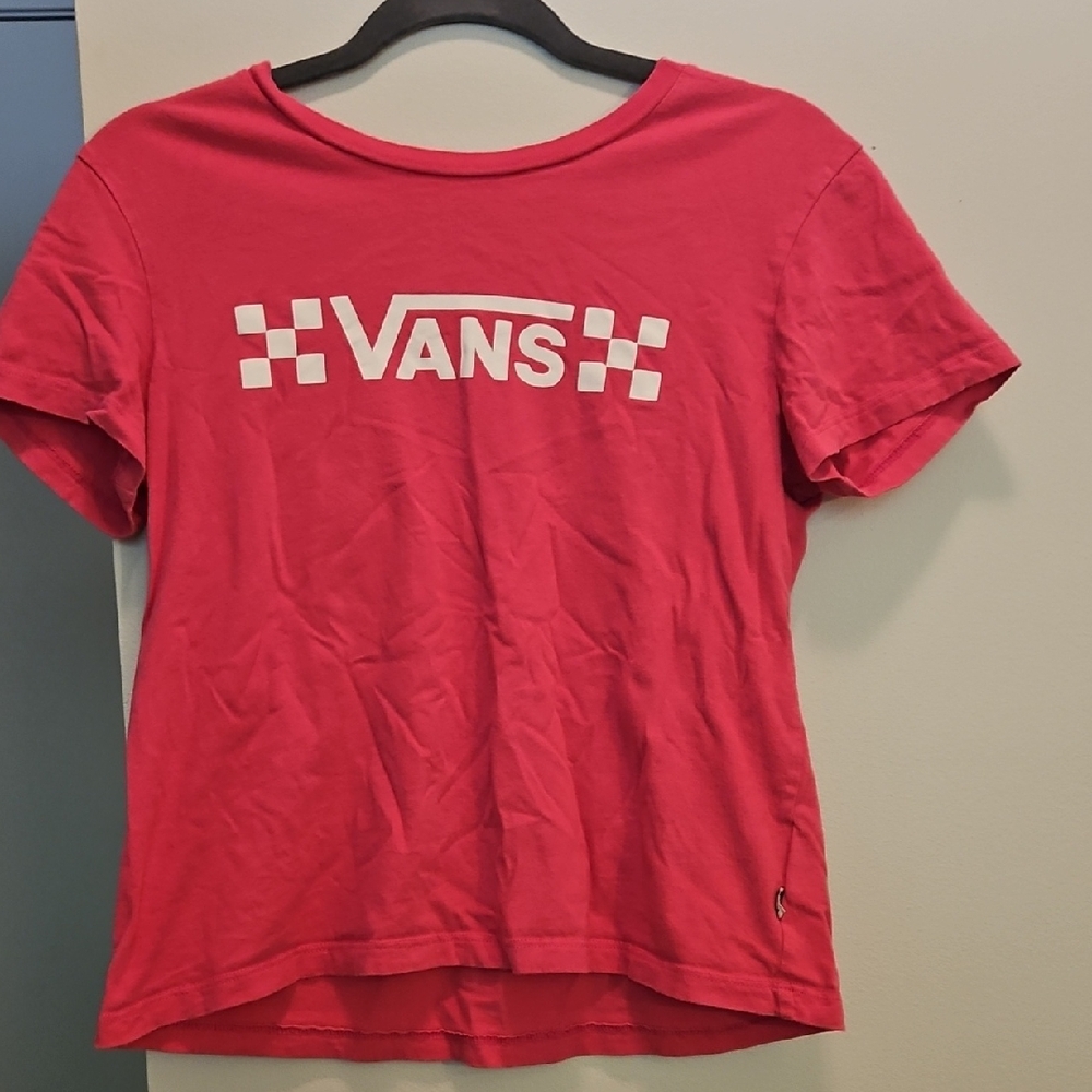 Vans Red T-Shirt with Checkered Logo